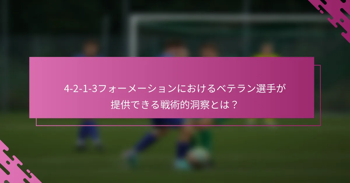 4-2-1-3フォーメーションにおけるベテラン選手が提供できる戦術的洞察とは？
