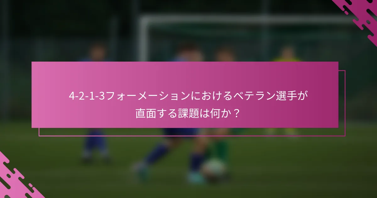 4-2-1-3フォーメーションにおけるベテラン選手が直面する課題は何か？