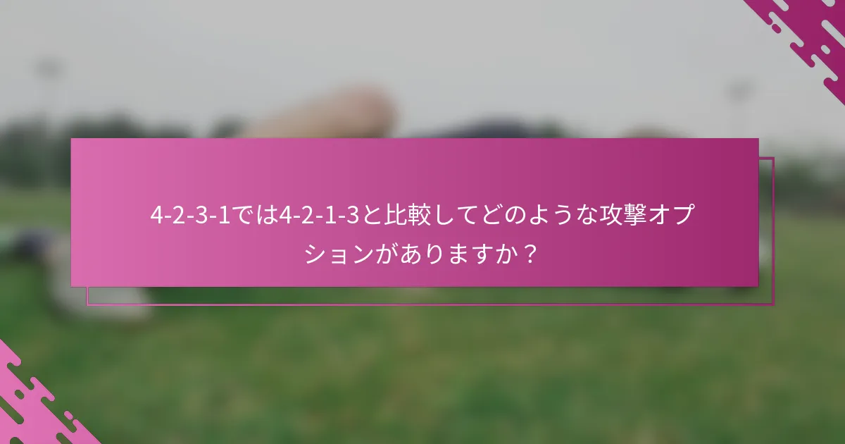 4-2-3-1では4-2-1-3と比較してどのような攻撃オプションがありますか？