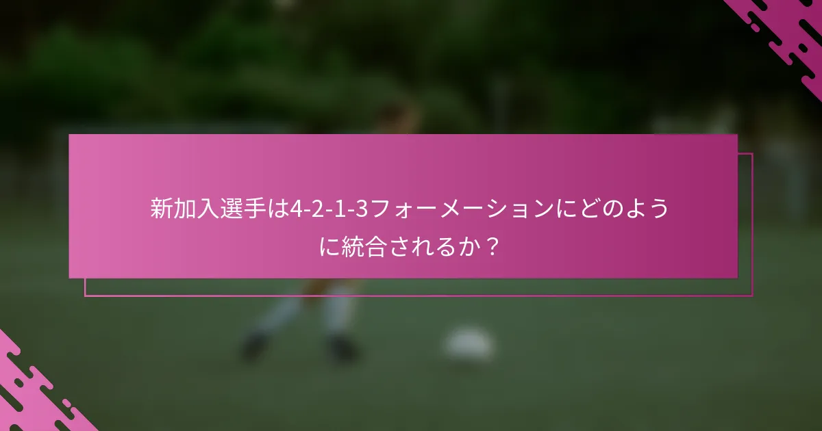 新加入選手は4-2-1-3フォーメーションにどのように統合されるか？
